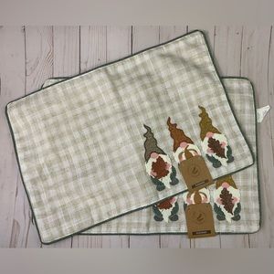 2 Fall Tapestry Harvest Gnomes Placemats Autumn New
